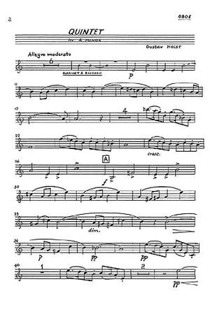 Gustav Holst: Quintet In A Minor For Piano and Wind Op.3 (Parts)