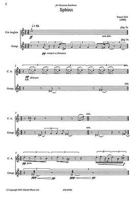 Simon Holt: Sphinx for Cor Anglais and Gongs