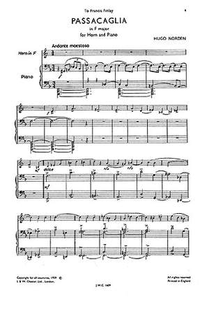 Hugo Norden: Passacaglia for Horn and Piano