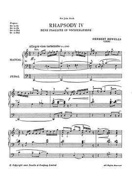 Herbert Howells: Rhapsody IV And Prelude De Profundis for Organ