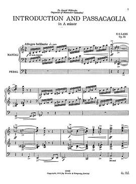 C.S. Lang: Introduction And Passacaglia for Organ