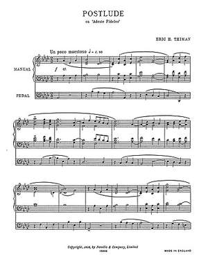 Eric Thiman: Postlude On Adeste Fideles (Organ)