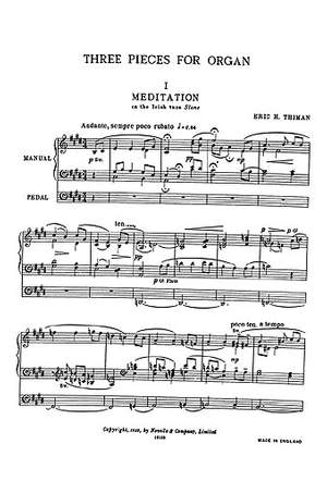 Eric Thiman: Three Pieces for Organ