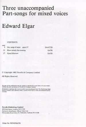 Edward Elgar: Three Unaccompanied Part-Songs For Mixed Voices