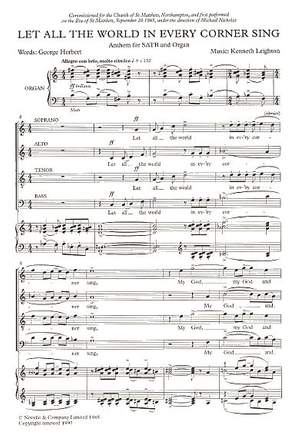 Kenneth Leighton: Let All The World In Every Corner Sing