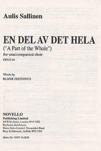 Aulis Sallinen: En Del Av Det Hela (A Part Of The Whole) Op.64