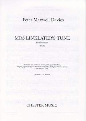 Peter Maxwell Davies: Mrs Linklater's Tune (Solo Violin)