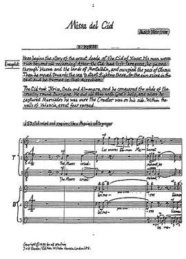 Judith Weir: Missa Del Cid For Speaker And Chorus
