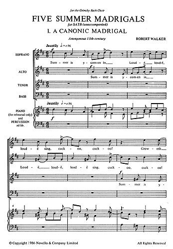 Robert Walker: Five Summer Madrigals