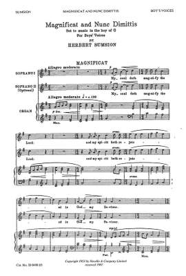 Herbert Sumsion: Magnificat And Nunc Dimittis In G (Boys Voices)
