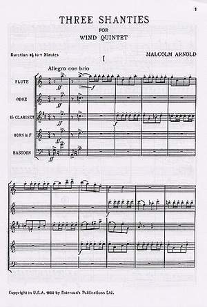Malcolm Arnold: 3 Shanties For Wind Quintet Op.4