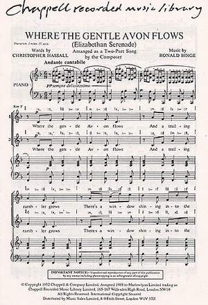 Ronald Binge Where The Gentle Avon Flows Presto Music