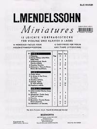 Ludwig Mendelssohn: 15 Miniatures For Violin And Piano Vol.1