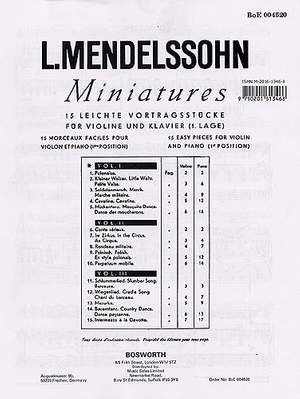 Ludwig Mendelssohn: 15 Miniatures For Violin And Piano Vol.1