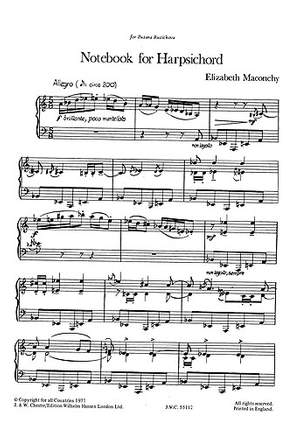 Elizabeth Maconchy: Elizabeth Maconchy Notebook For Harpsichord