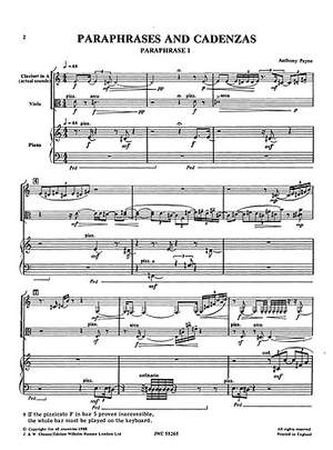 Anthony Payne: Paraphrases And Cadenzas