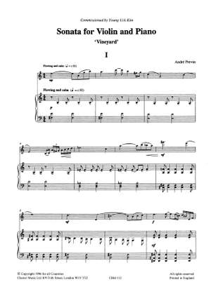 André Previn: Sonata For Violin And Piano 'Vineyard'
