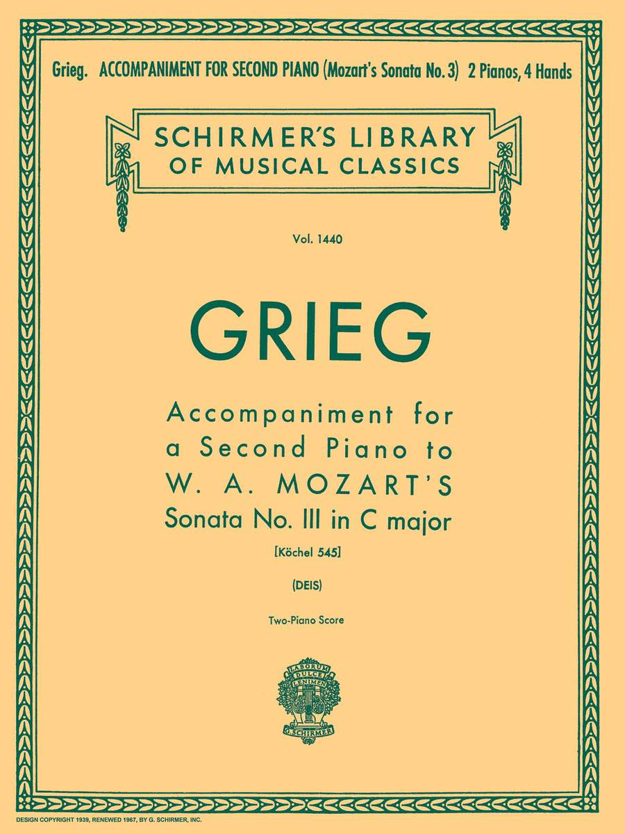 Mozart 2 Pianos Grieg Sonata in C Major 