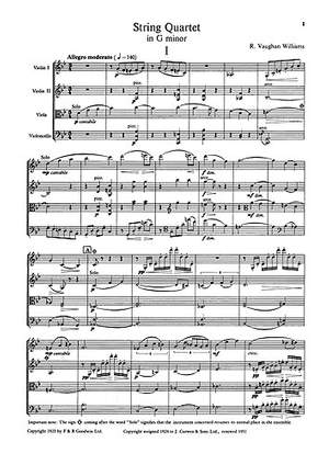 Ralph Vaughan Williams: String Quartet In G Minor