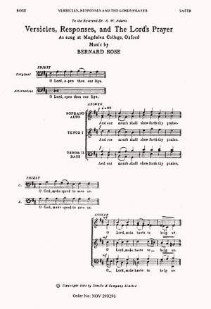 Bernard Rose: Versicles, Responses And The Lord's Prayer
