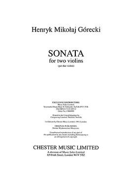 Henryk Mikolaj Górecki: Sonata For Two Violins Op.10
