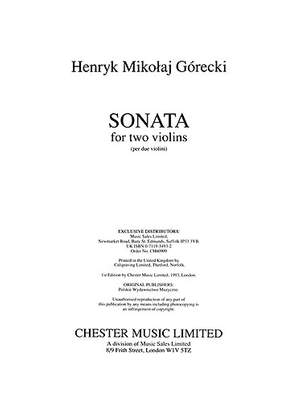 Henryk Mikolaj Górecki: Sonata For Two Violins Op.10