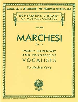 Salvatore Marchesi: 20 Elementary and Progressive Vocalises, Op. 15