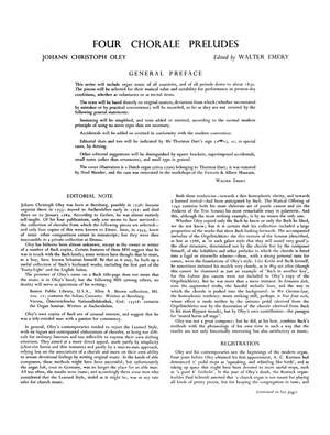Johann Christoph Oley: Four Chorale Preludes For