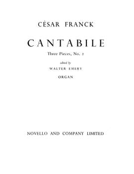 César Franck: 3 Pieces For Organ No.2 Cantabile