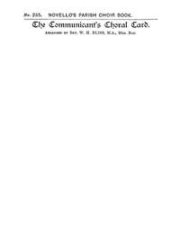W.H. Bliss: The Communicant`s Choral Card