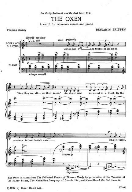 Britten, Benjamin: Oxen, The. SATB accompanied