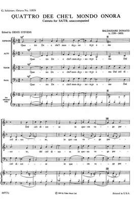 Donato, Baldassare: Quattro dee ch'el mondo. SATB unacc.