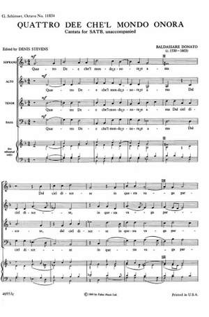 Donato, Baldassare: Quattro dee ch'el mondo. SATB unacc.