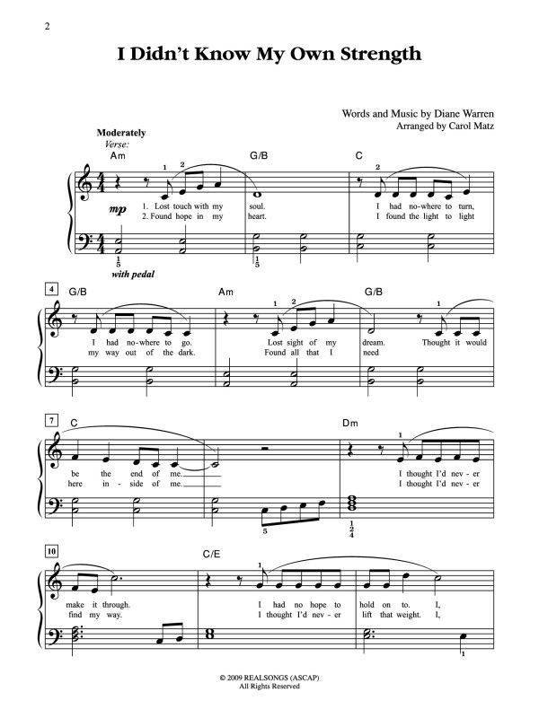 Diane Warren I Didn T Know My Own Strength Presto Sheet Music