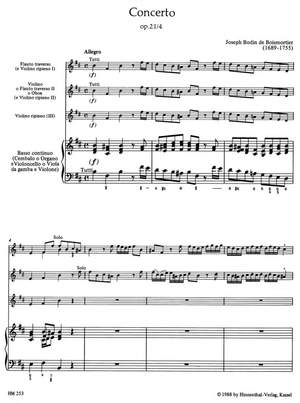 Boismortier, JB de: Concerto for Flute and Violin in B minor, Op.21/4. (or Fl & Ob / 2 Fl / 3 Vlns)