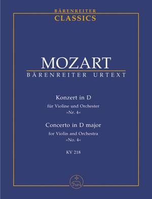 Mozart, WA: Concerto for Violin No.4 in D (K.218) (Urtext) Product Image