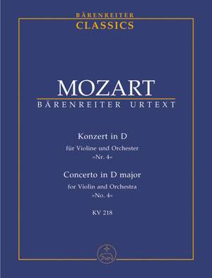 Mozart, WA: Concerto for Violin No.4 in D (K.218) (Urtext)