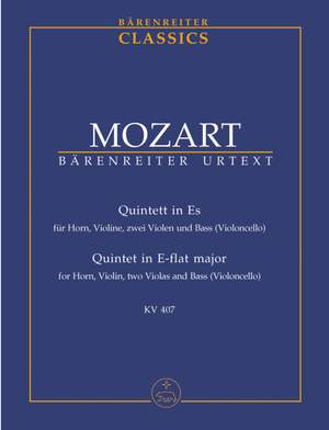 Mozart, WA: Horn Quintet in E-flat (K.407) (K.386c) (Urtext)