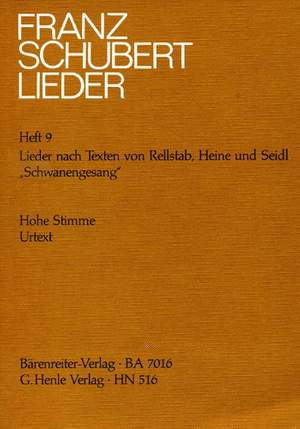 Schubert: Lieder Volume 9: Herbst (D 945), Schwanengesang (D 957), & Taubenpost (D 965A) (Urtext)