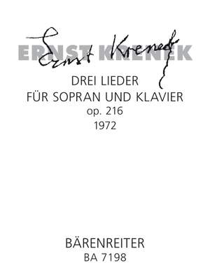 Krenek, E: Lieder, Drei Op.216. Nach Gedichten von Lilly von Sauter (1972) (G)