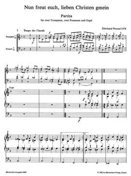 Wenzel, Eberhard: Nun freut euch Brass & Org Full Score