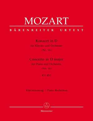 Mozart, WA: Concerto for Piano No.16 in D (K.451) (Urtext)