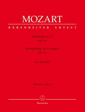 Mozart, WA: Symphony No.12 in G (K.110) (Urtext)