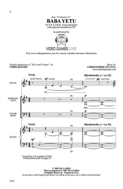 Chris Kiagiri/Christopher Tin: Baba Yetu (from the video game Civilization IV)