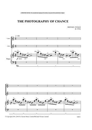 Michael Nyman: The Photography Of Chance (Piano Trio)
