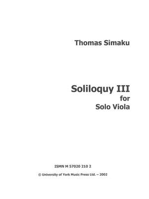Thomas Simaku: Soliloquy III