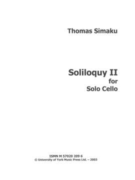 Thomas Simaku: Soliloquy II