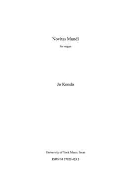Jo Kondo: Novitas Mundi