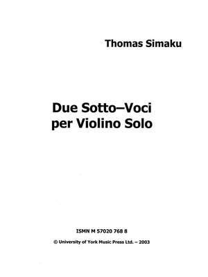 Thomas Simaku: Due Sotto Voci per Violino Solo