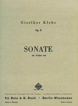 Klebe, G: Sonata No. 1 op. 8